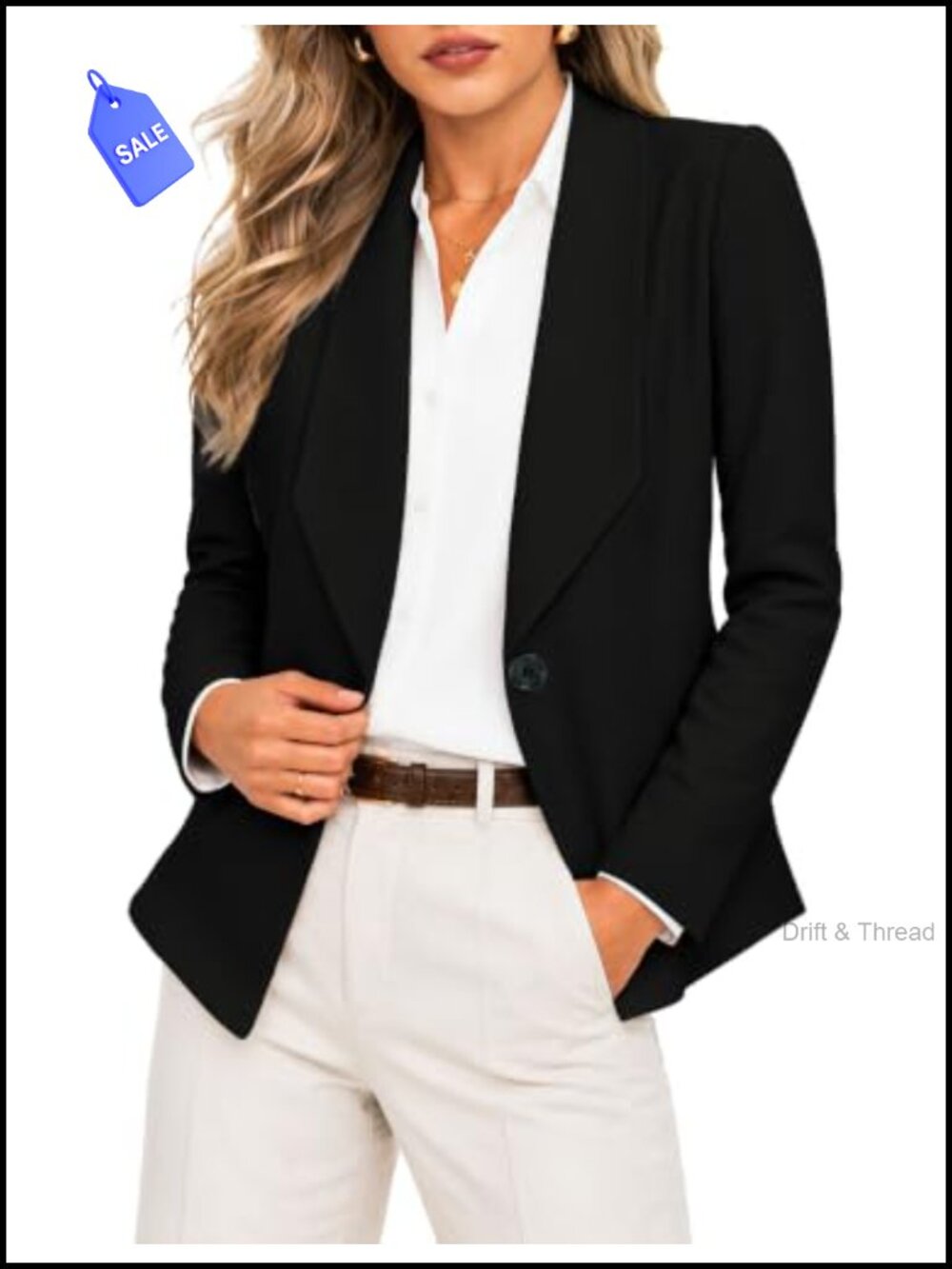 Women's Business Casual Blazer Long Sleeve Button Office Jacket